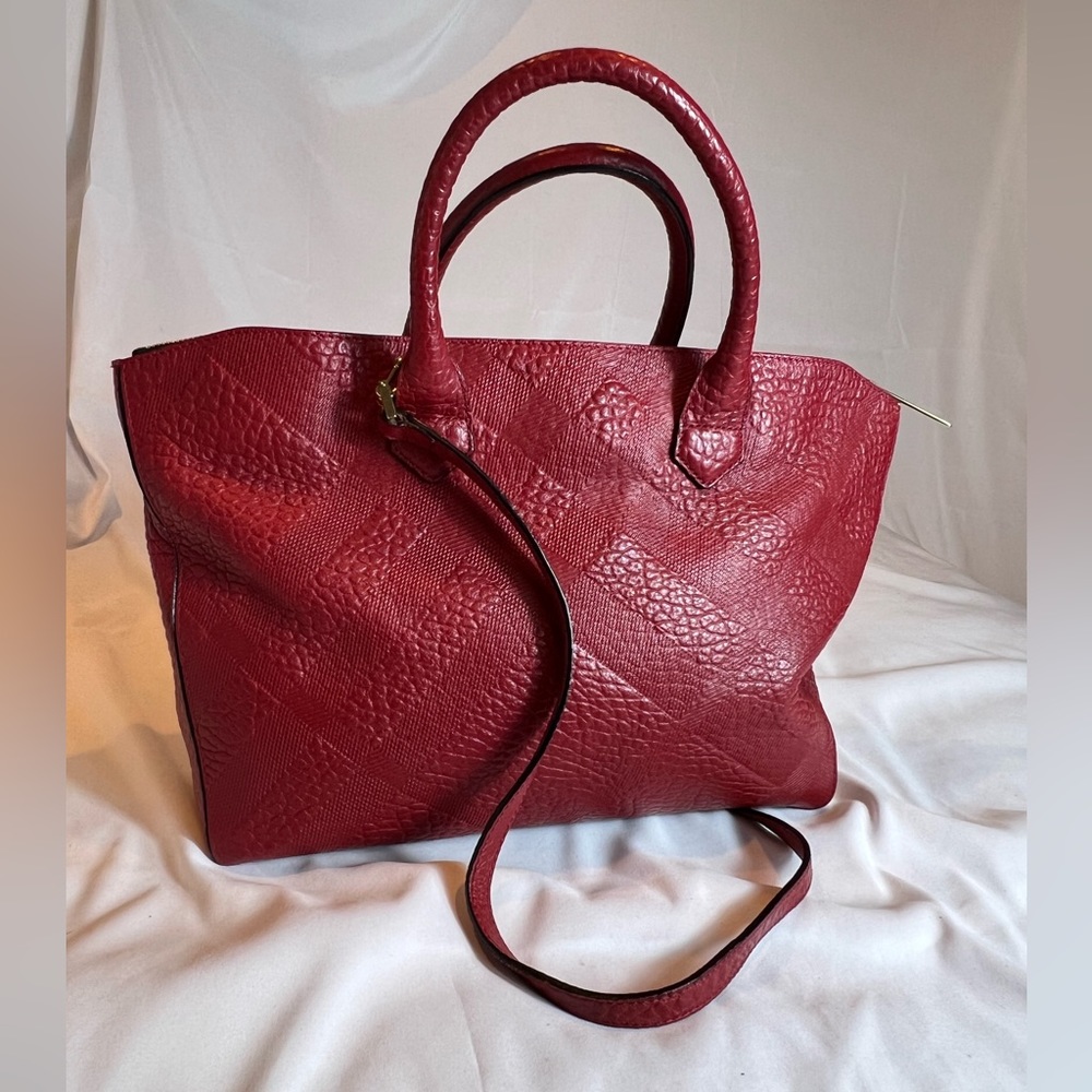 Burberry Medium Red Leather Dewsbury Tote - Picture 2 of 15